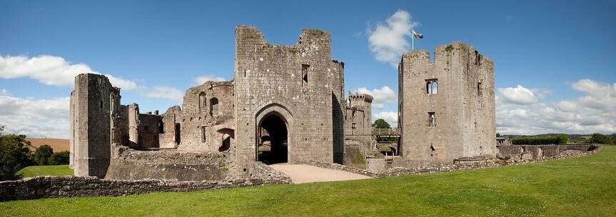 A great view of Raglan Castle.